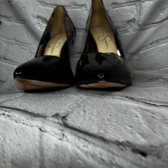 Jessica Simpson Pheeby Patent Snake Print Translucent Office Siren Pump Sz 8 GUC - Picture 5 of 12